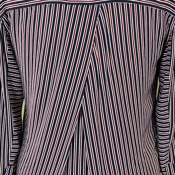 Maeve Anthropologie Adelaide Navy Red Striped Poplin Button Down Blouse Small - Picture 7 of 13